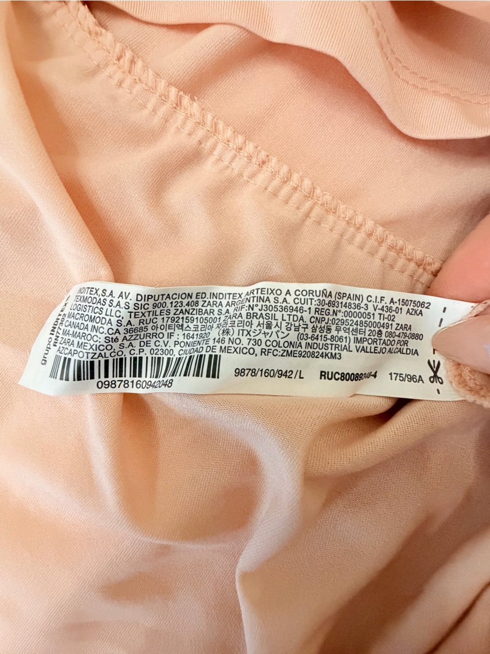 Zara NWT Textured Wrap Mini Dress Peach Blush Tiered Ruffle Size Large - Picture 9 of 9